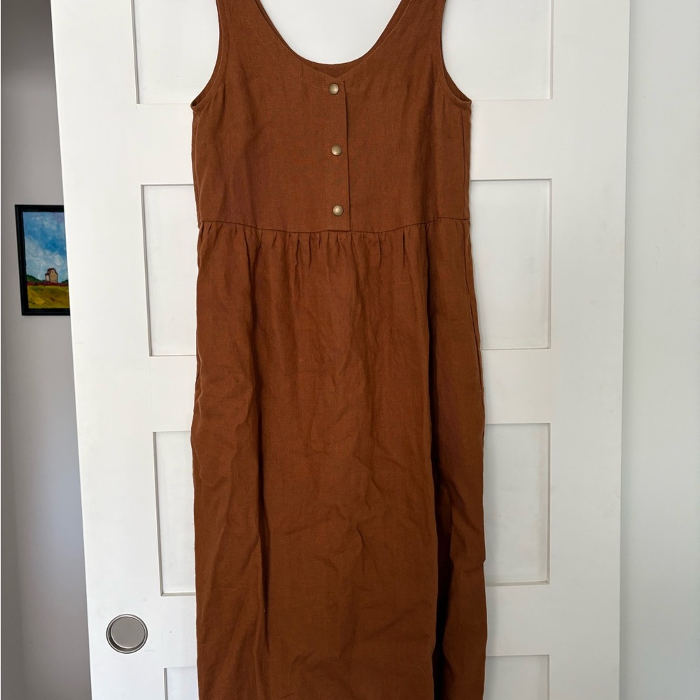 NotPERFECTlinen VALLEY front brass snaps linen dress